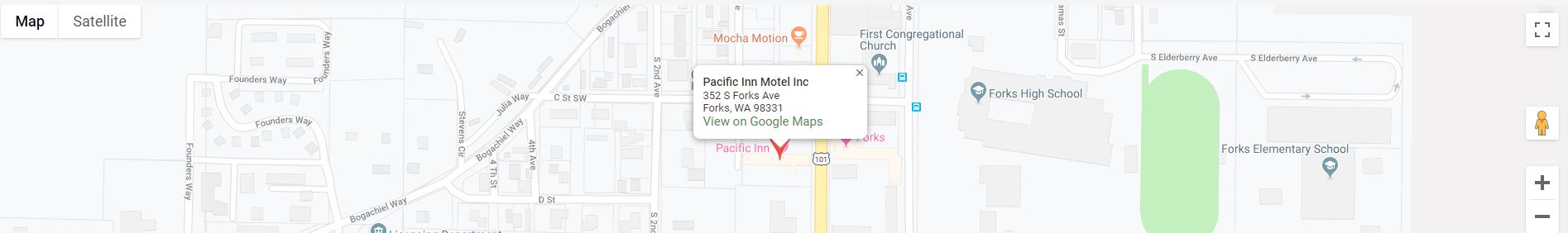 map with pin on Pacific Inn